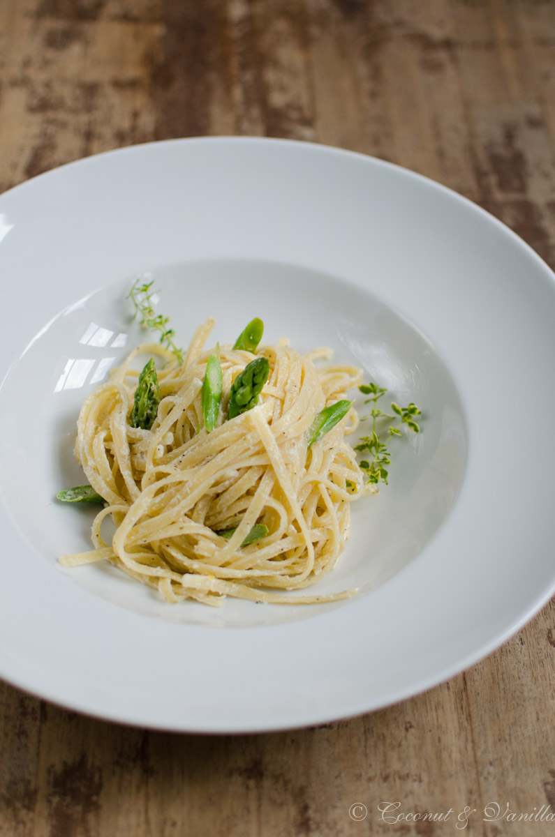 Pasta mit grünem Spargel und Ziegenkäse | Coconut &amp; Vanilla