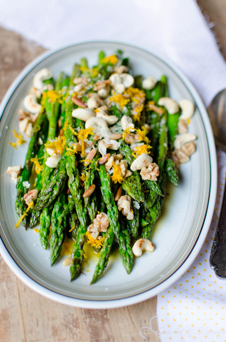 lauwarmer Spargelsalat mit Nüssen und Orange | Coconut &amp; Vanilla