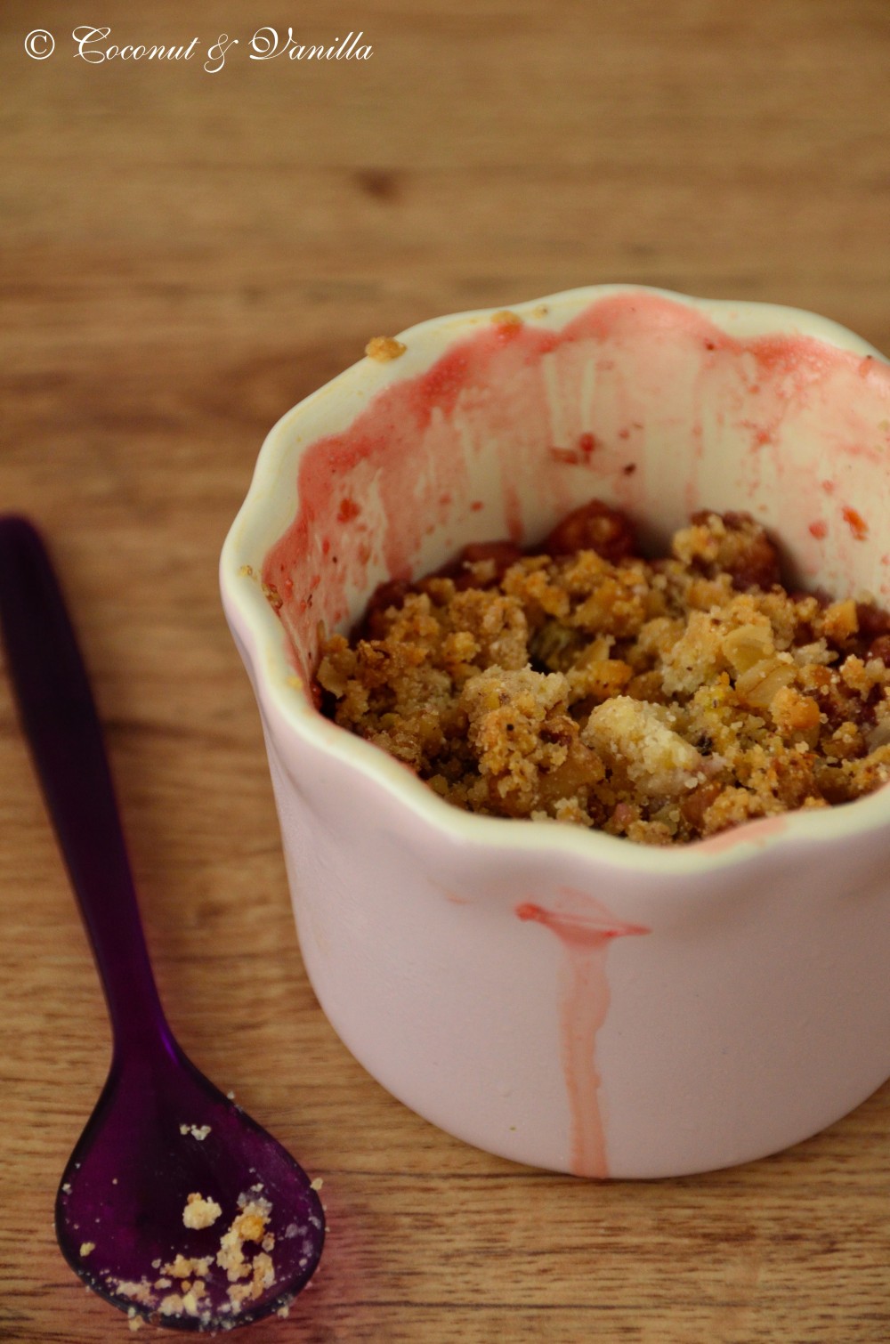 Apple, rhubarb and strawberry nutty crumble