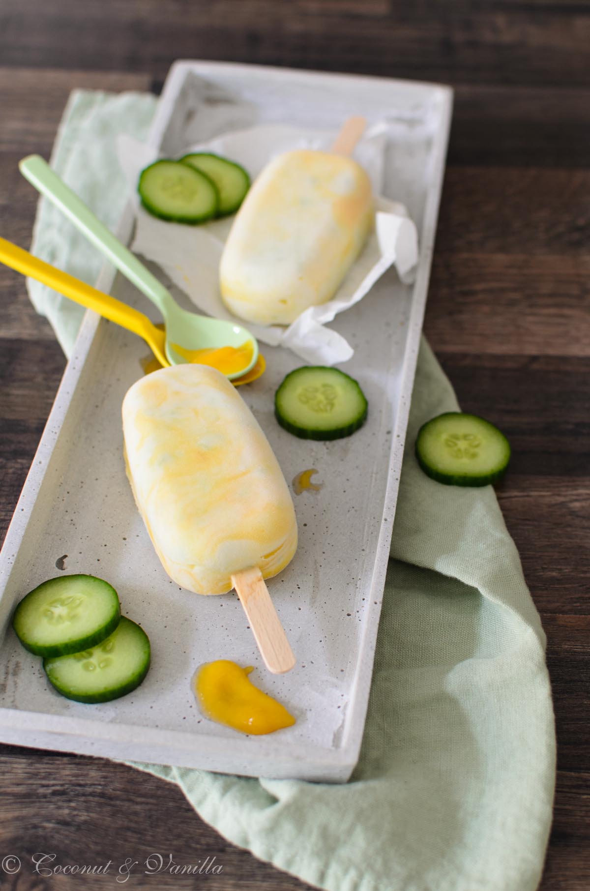 Joghurt-Gurken Ice Pops mit Mango