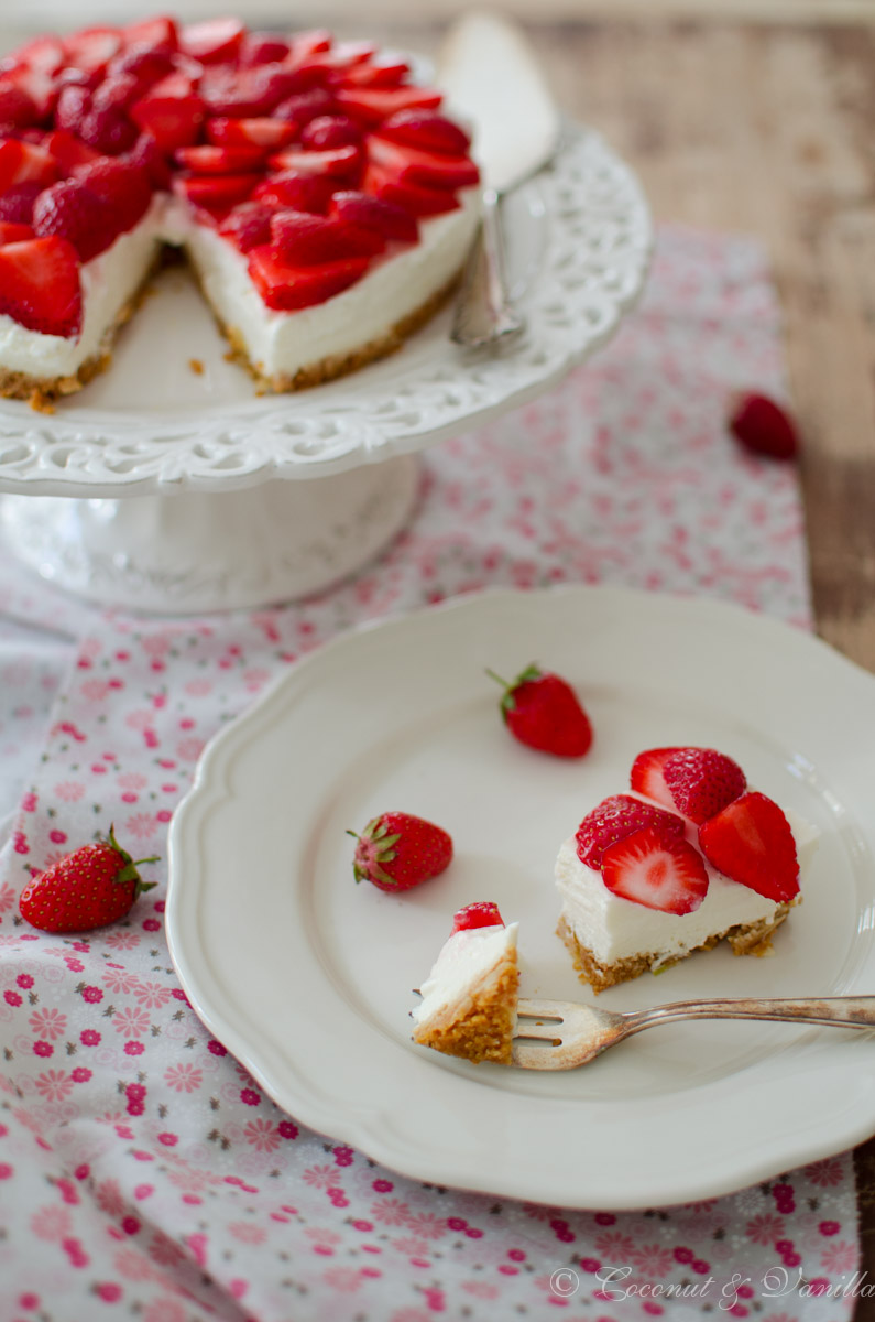 Erfrischender Erdbeer-Holunderblüten-Cheesecake
