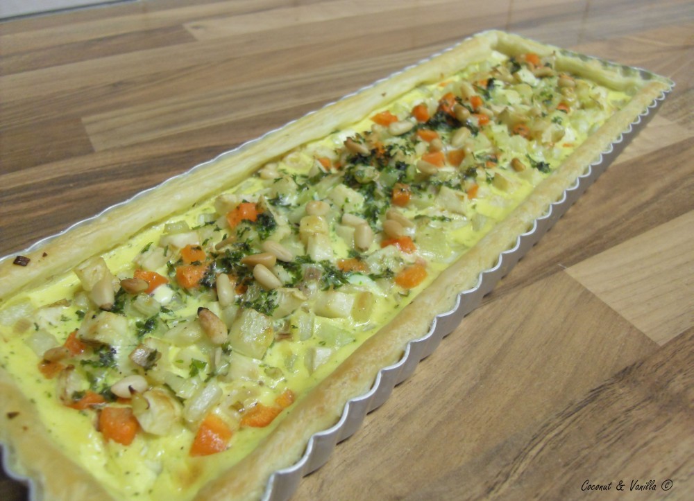 puff pastry tart with root vegetables