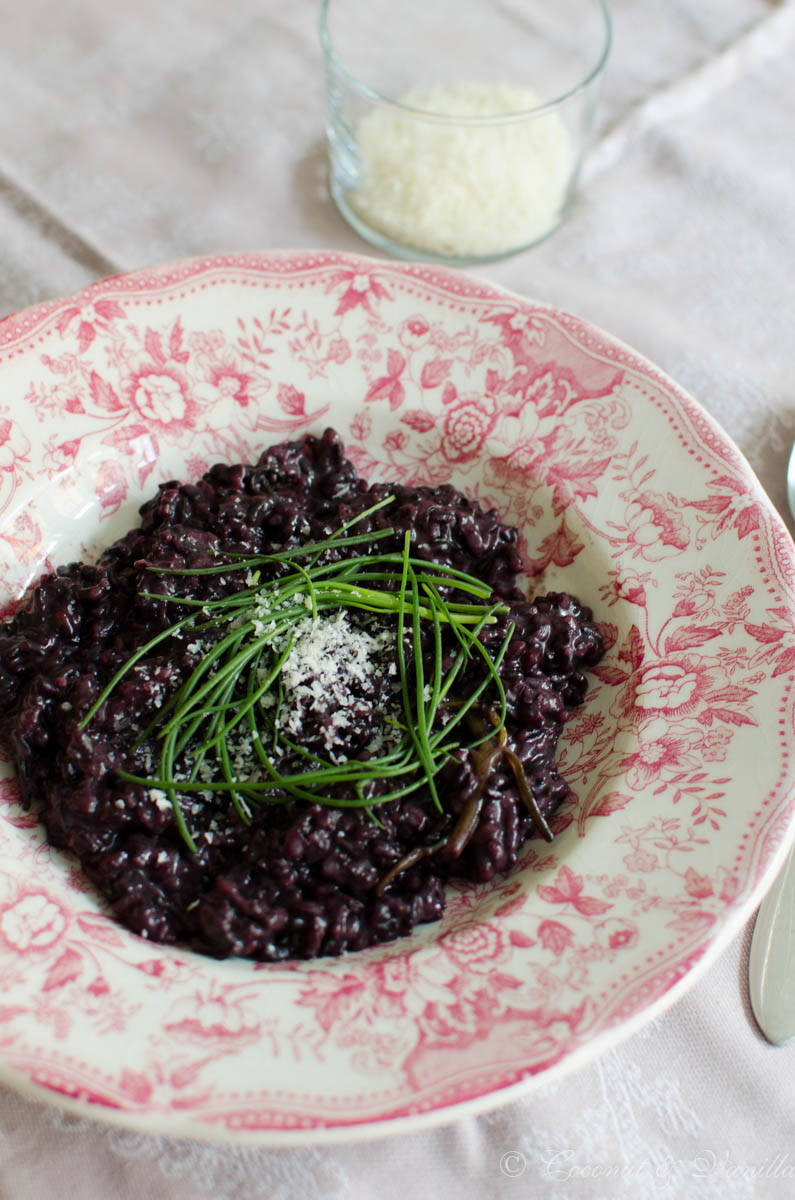 schwarzes Risotto de Venere mit Mönchsbart