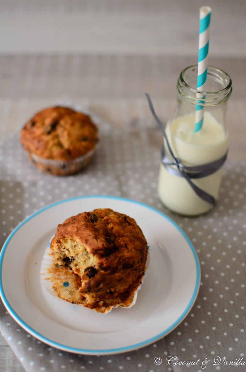 Banana, chocolate and hazelnut muffins