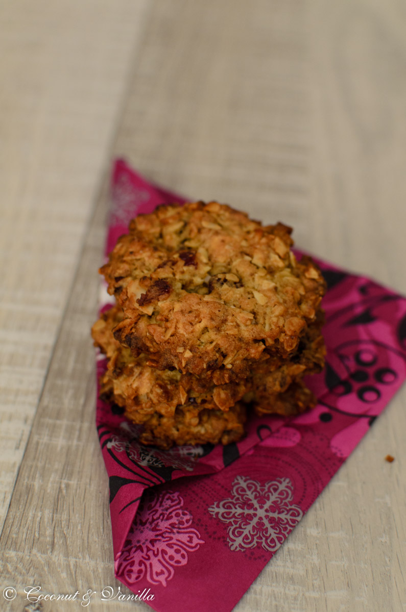 white chocolate, oat and cranberry cookies